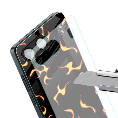 lil flames on black back phone cover | glass case for oneplus nord 4