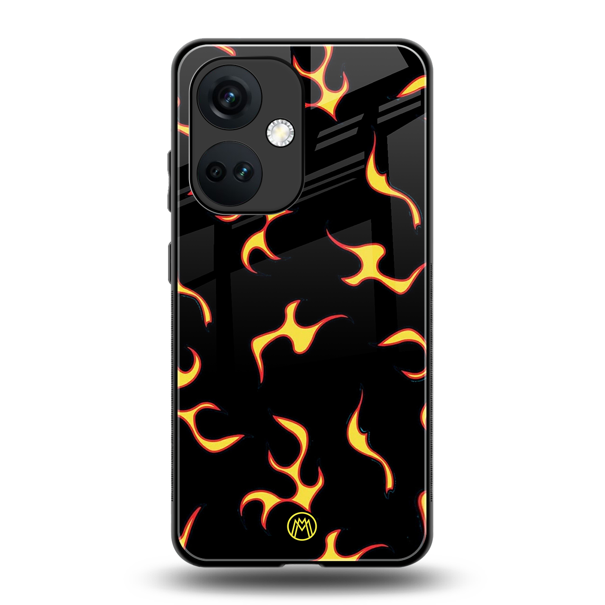 lil flames on black back phone cover | glass case for oneplus nord ce 3