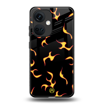 lil flames on black back phone cover | glass case for oneplus nord ce 3