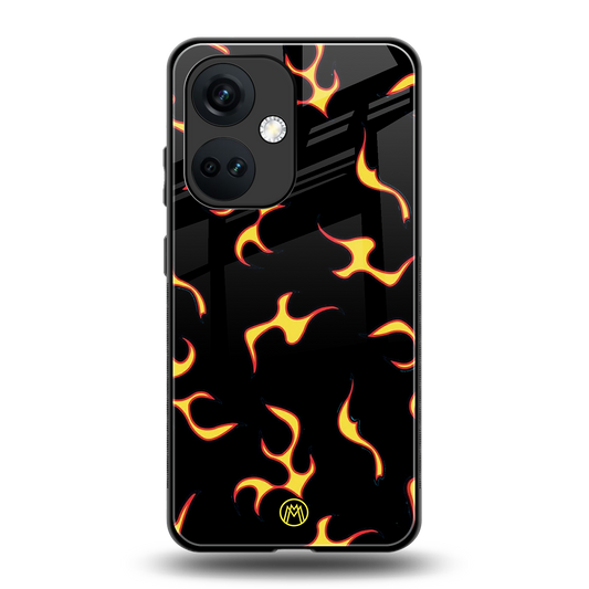 lil flames on black back phone cover | glass case for oneplus nord ce 3