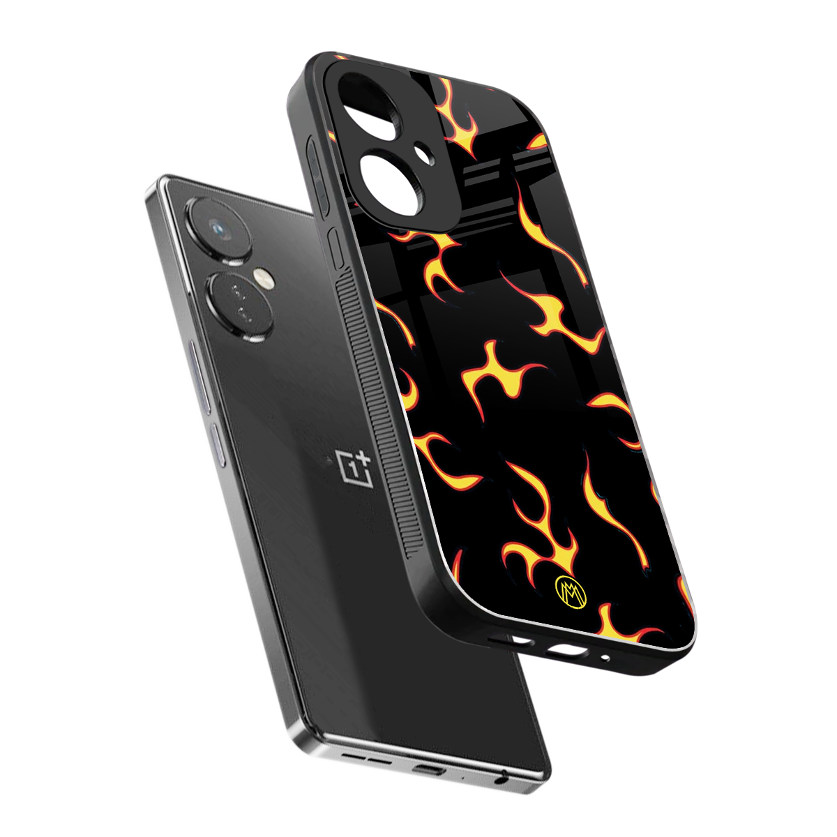 lil flames on black back phone cover | glass case for oneplus nord ce 3