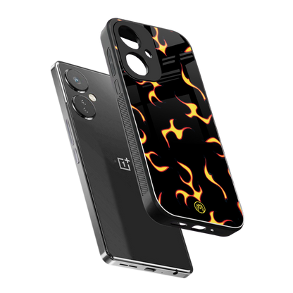 lil flames on black back phone cover | glass case for oneplus nord ce 3
