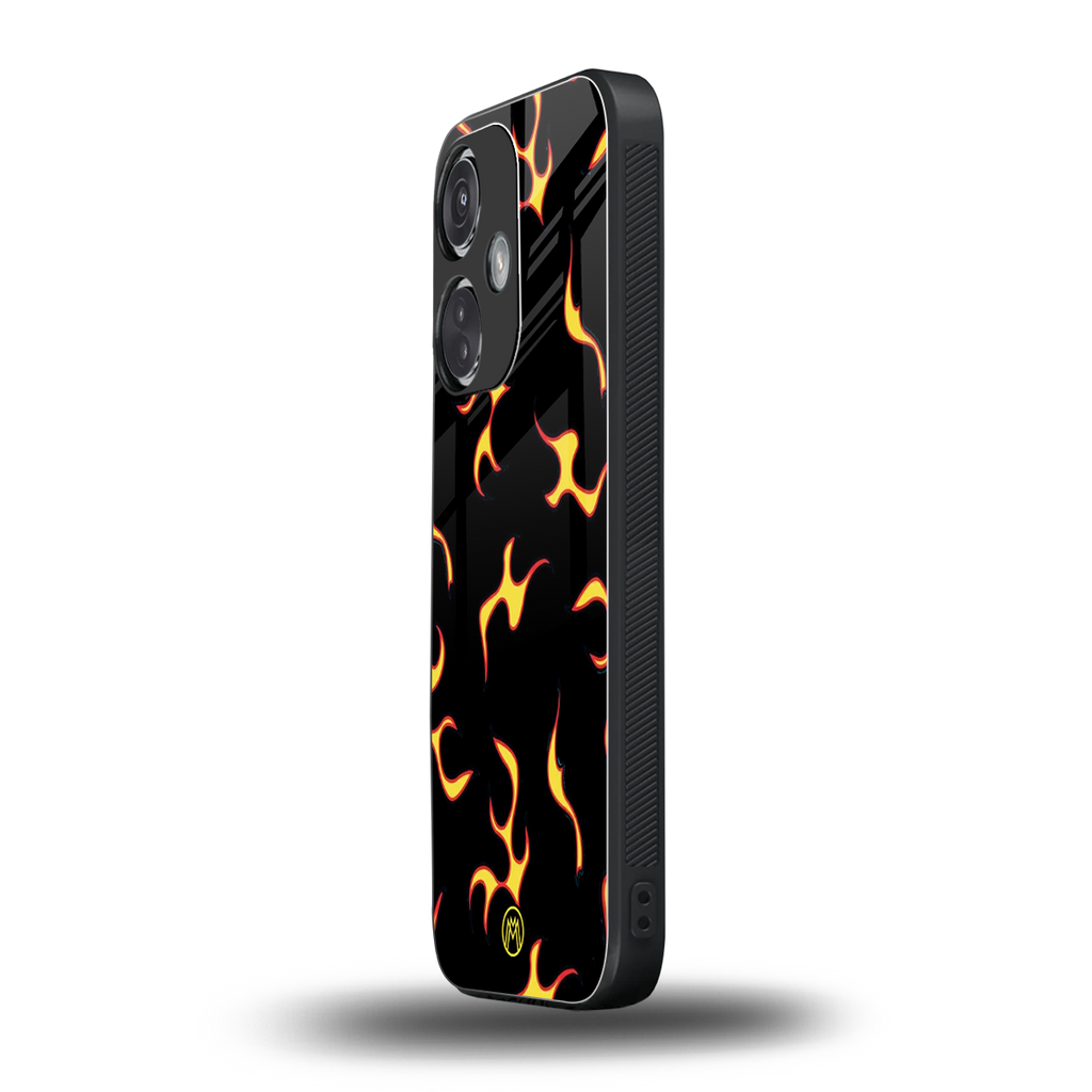 lil flames on black back phone cover | glass case for oneplus nord ce 3