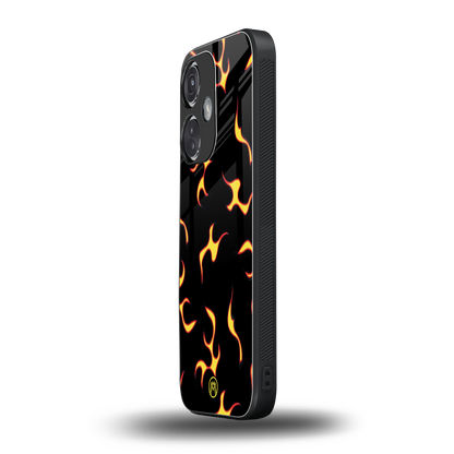 lil flames on black back phone cover | glass case for oneplus nord ce 3