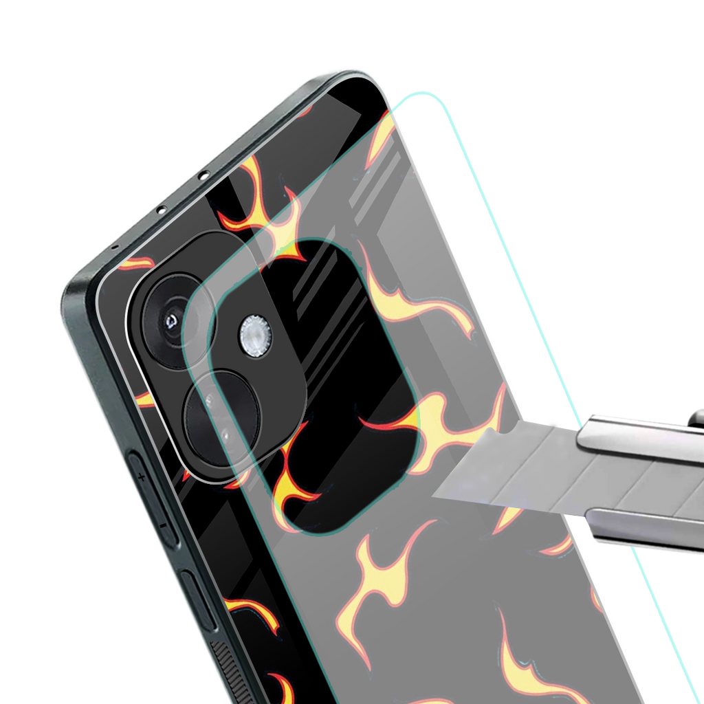 lil flames on black back phone cover | glass case for oneplus nord ce 3