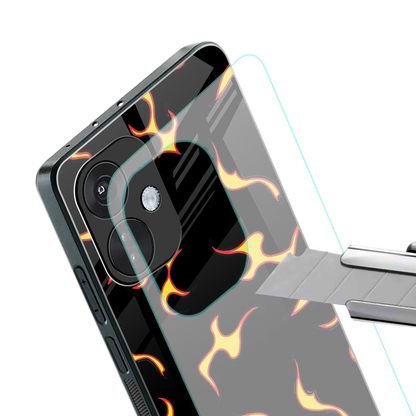 lil flames on black back phone cover | glass case for oneplus nord ce 3