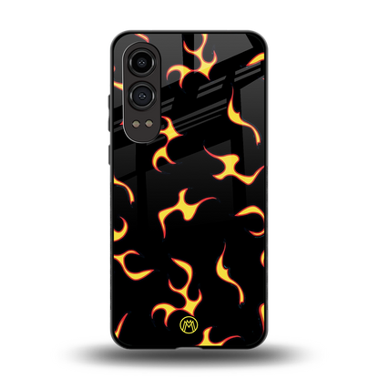 lil flames on black back phone cover | glass case for oneplus nord ce 4 lite