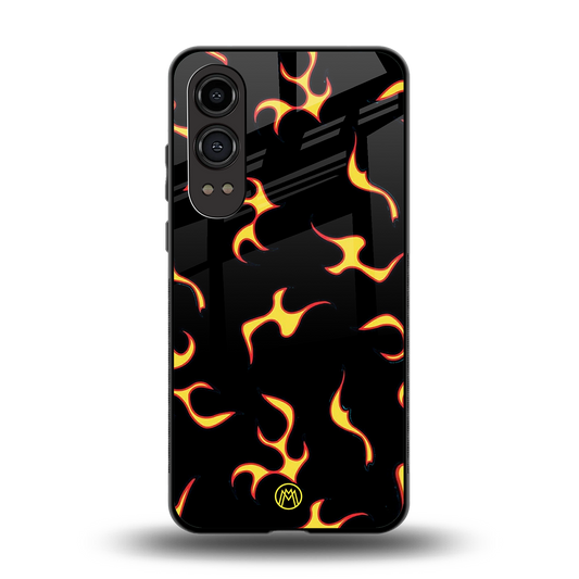 lil flames on black back phone cover | glass case for oneplus nord ce 4 lite