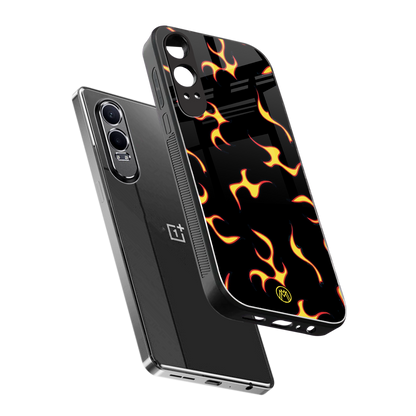 lil flames on black back phone cover | glass case for oneplus nord ce 4 lite
