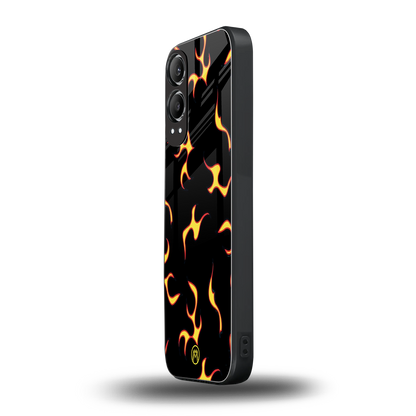 lil flames on black back phone cover | glass case for oneplus nord ce 4 lite