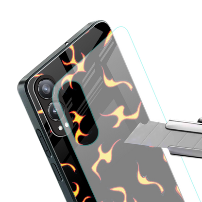 lil flames on black back phone cover | glass case for oneplus nord ce 4 lite