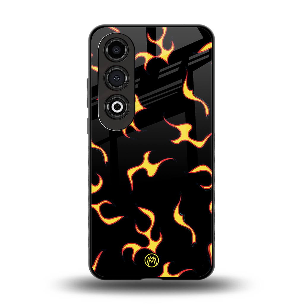 lil flames on black back phone cover | glass case for oneplus nord ce 4