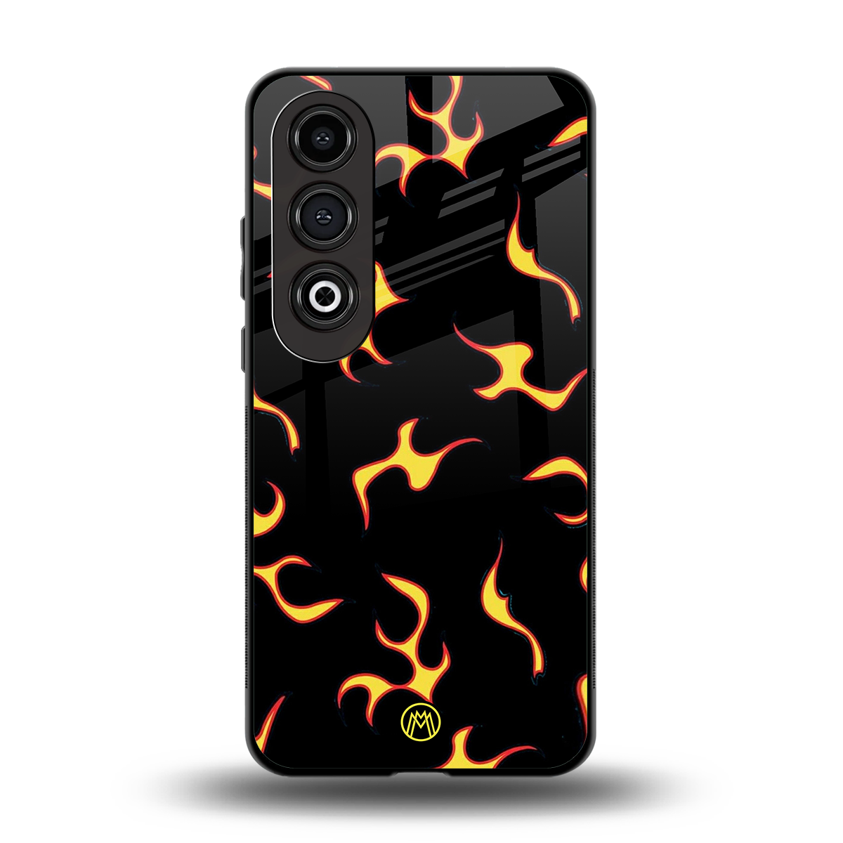 lil flames on black back phone cover | glass case for oneplus nord ce 4