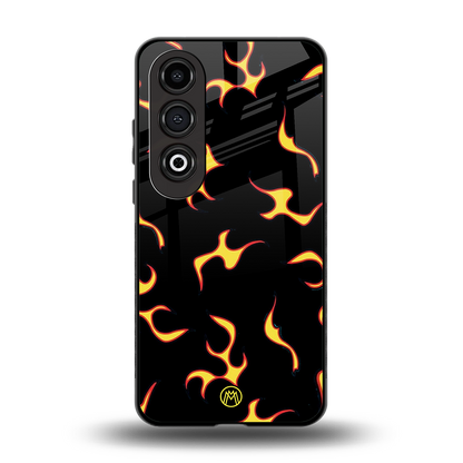 lil flames on black back phone cover | glass case for oneplus nord ce 4
