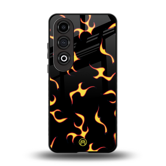 lil flames on black back phone cover | glass case for oneplus nord ce 4