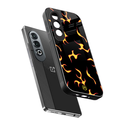 lil flames on black back phone cover | glass case for oneplus nord ce 4