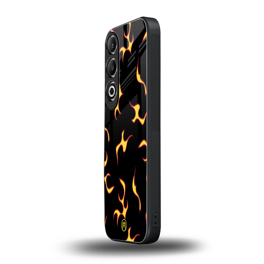 lil flames on black back phone cover | glass case for oneplus nord ce 4