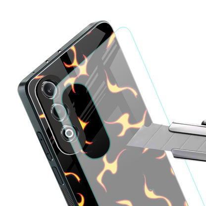 lil flames on black back phone cover | glass case for oneplus nord ce 4