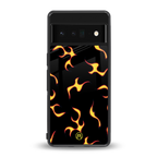 lil flames on black back phone cover | glass case for google pixel 6 pro