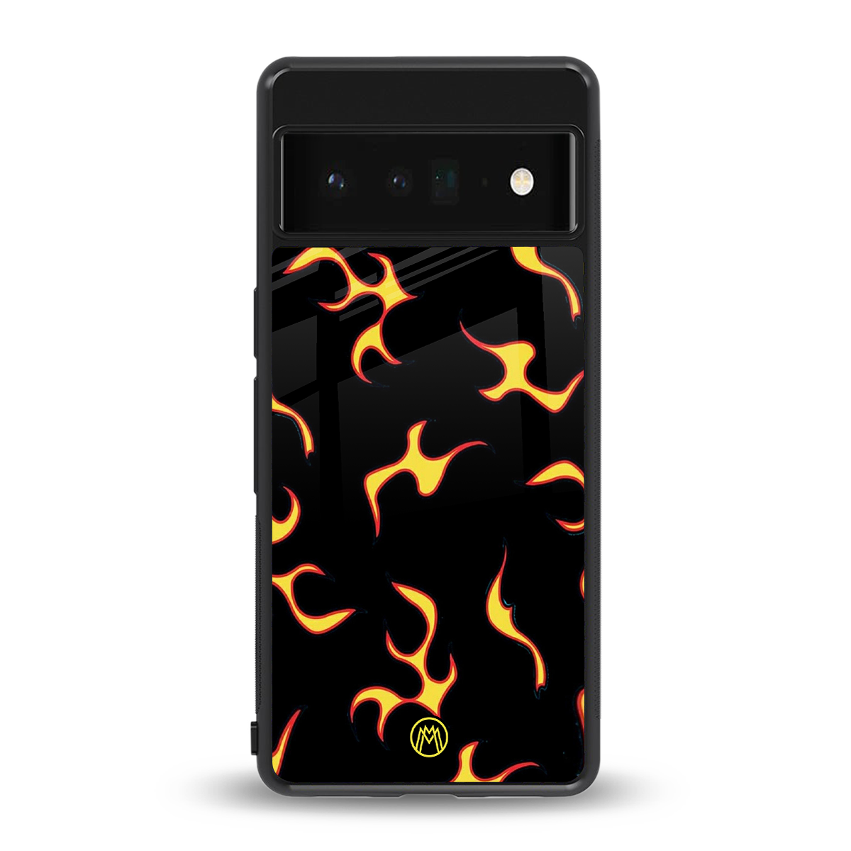 lil flames on black back phone cover | glass case for google pixel 6 pro