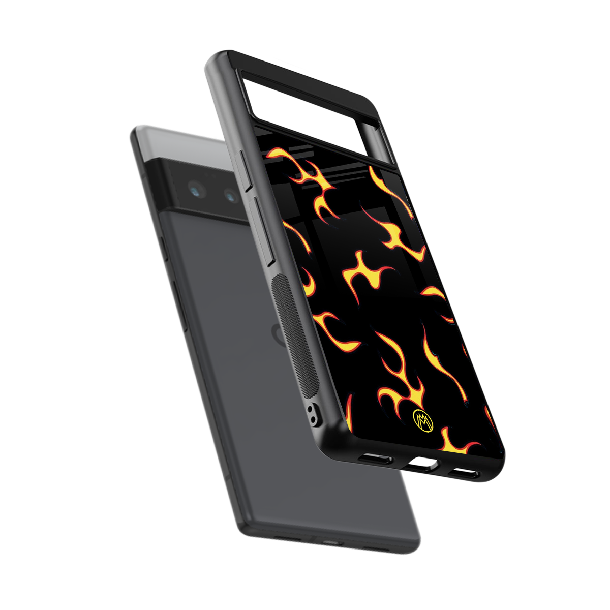 lil flames on black back phone cover | glass case for google pixel 6 pro