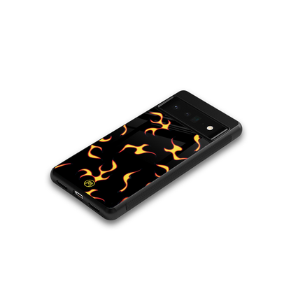 lil flames on black back phone cover | glass case for google pixel 6 pro