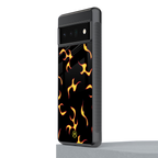 lil flames on black back phone cover | glass case for google pixel 6 pro