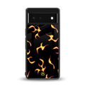 lil flames on black back phone cover | glass case for google pixel 6