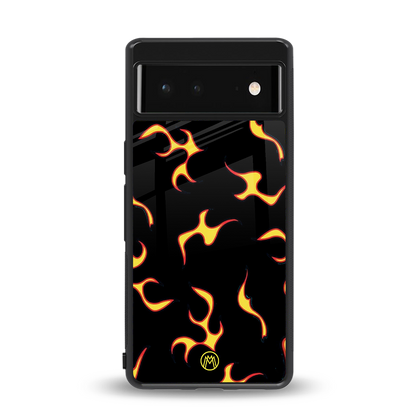 lil flames on black back phone cover | glass case for Google Pixel 6A