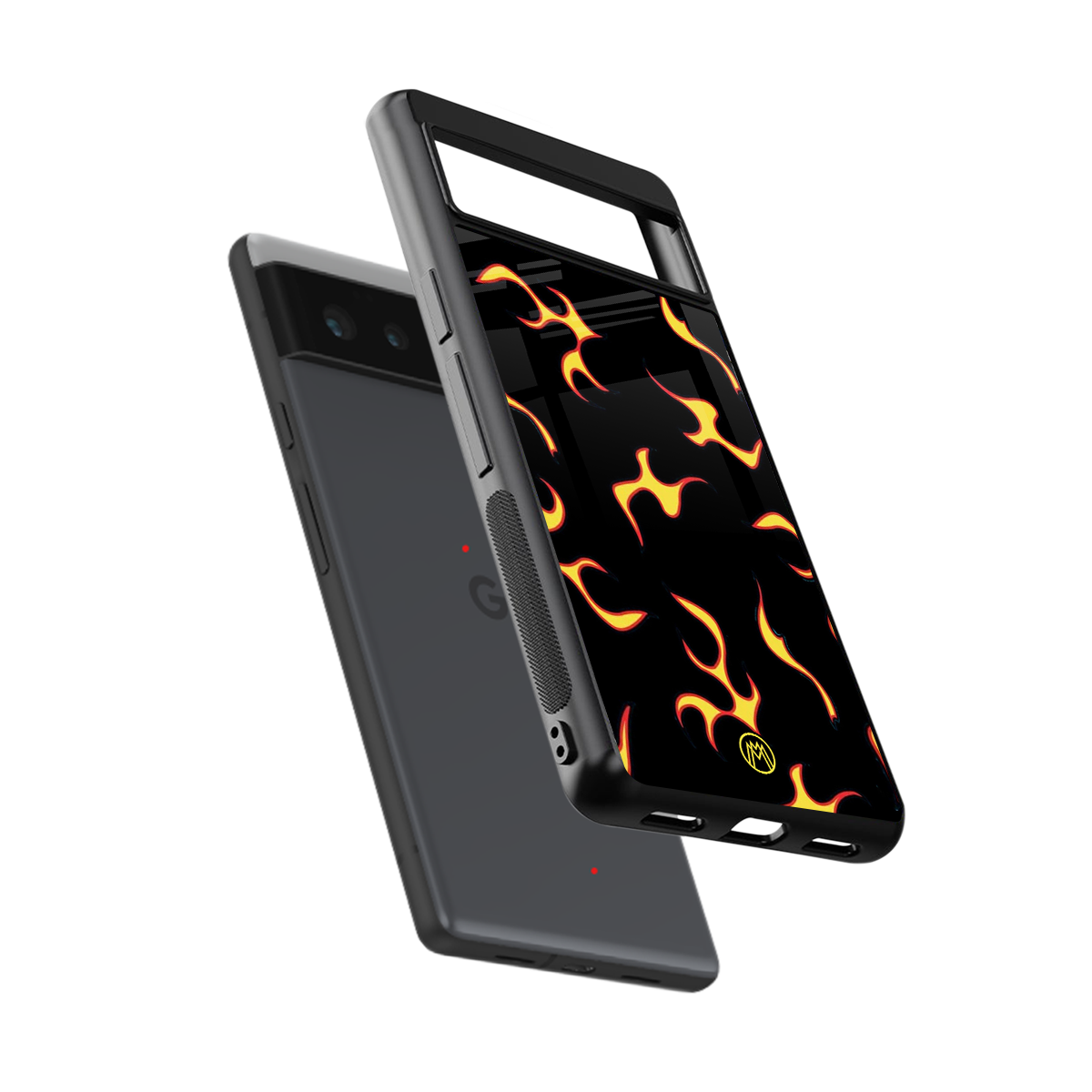 lil flames on black back phone cover | glass case for Google Pixel 6A