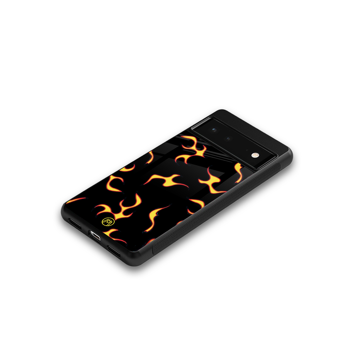 lil flames on black back phone cover | glass case for Google Pixel 6A