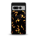 lil flames on black back phone cover | glass case for google pixel 7 pro