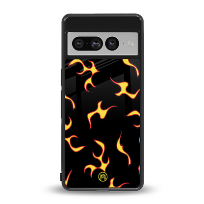 lil flames on black back phone cover | glass case for google pixel 7 pro