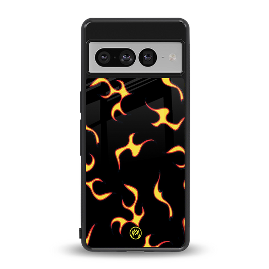 lil flames on black back phone cover | glass case for google pixel 7 pro