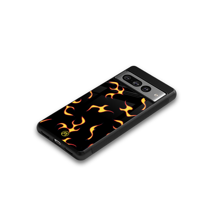 lil flames on black back phone cover | glass case for google pixel 7 pro