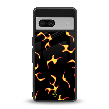 lil flames on black back phone cover | glass case for Google Pixel 7
