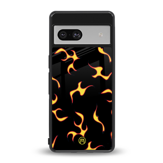 lil flames on black back phone cover | glass case for Google Pixel 7