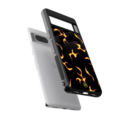 lil flames on black back phone cover | glass case for Google Pixel 7