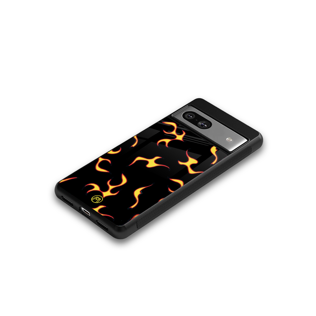 lil flames on black back phone cover | glass case for Google Pixel 7