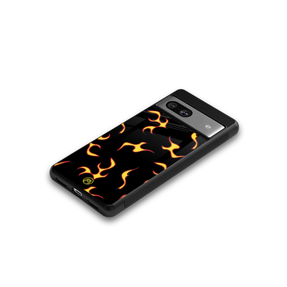 lil flames on black back phone cover | glass case for Google Pixel 7