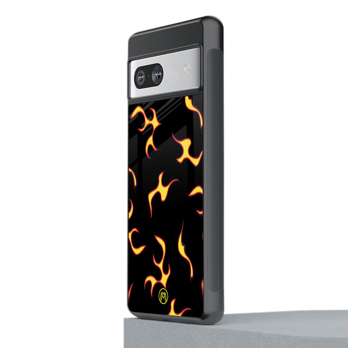 lil flames on black back phone cover | glass case for Google Pixel 7