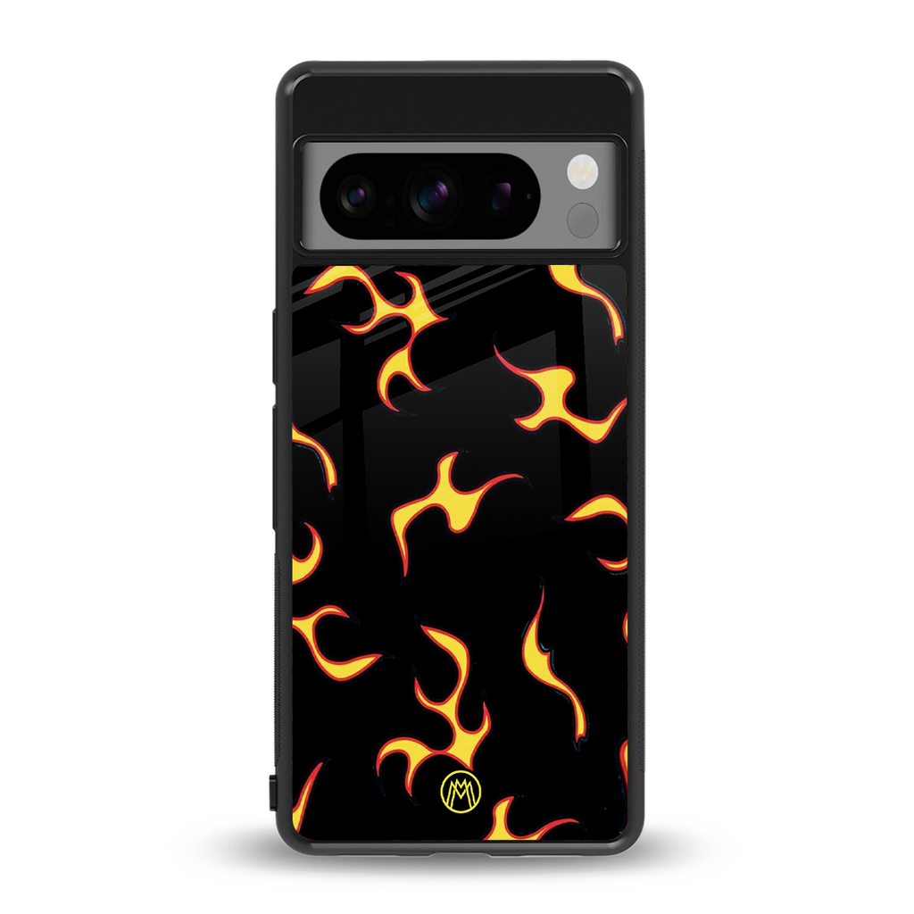 lil flames on black back phone cover | glass case for google pixel 8 pro