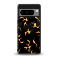 lil flames on black back phone cover | glass case for google pixel 8 pro