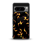 lil flames on black back phone cover | glass case for google pixel 8 pro