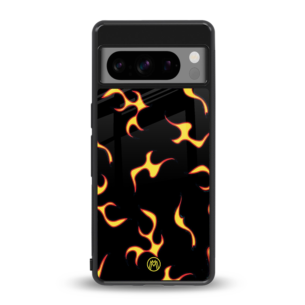 lil flames on black back phone cover | glass case for google pixel 8 pro