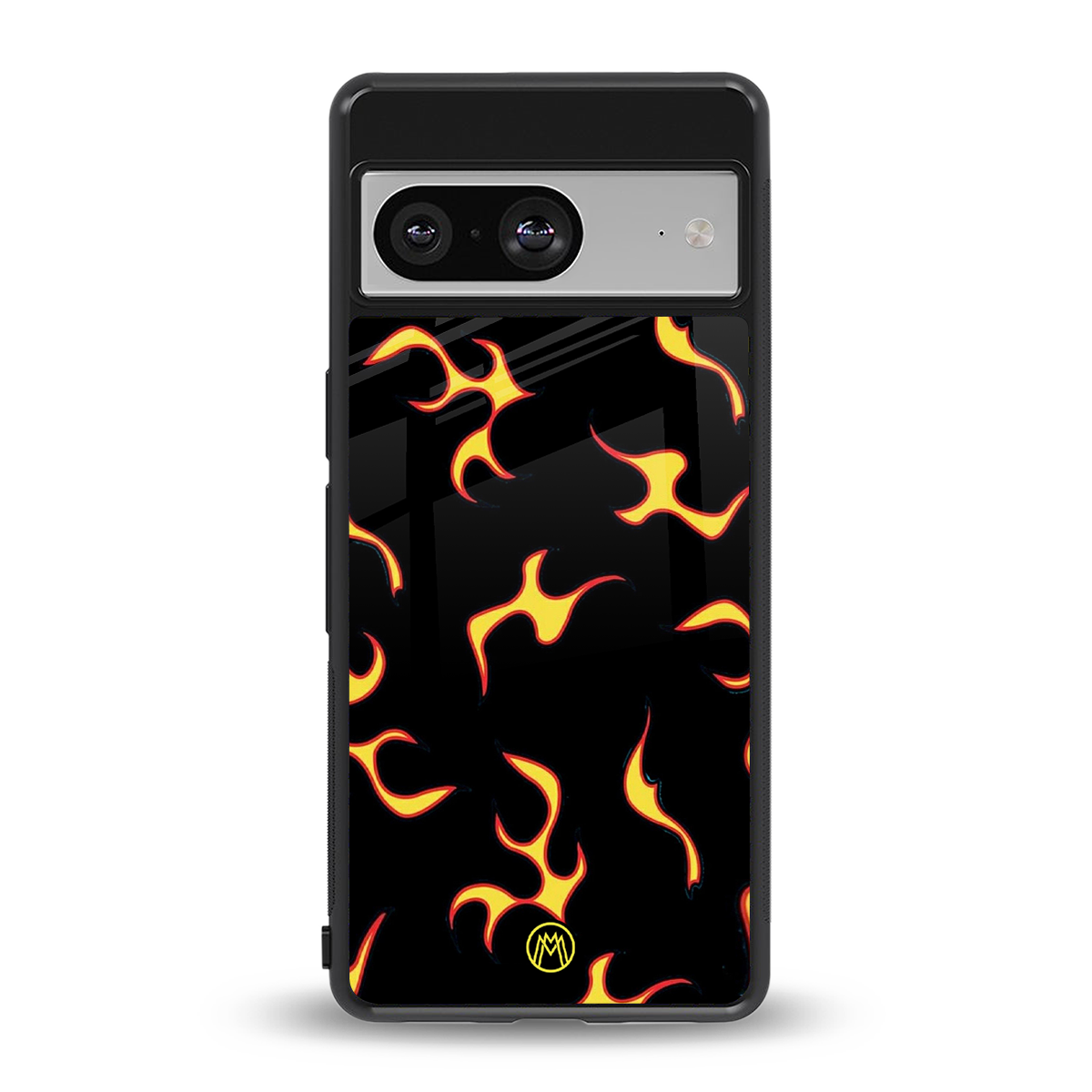 lil flames on black back phone cover | glass case for Google Pixel 8