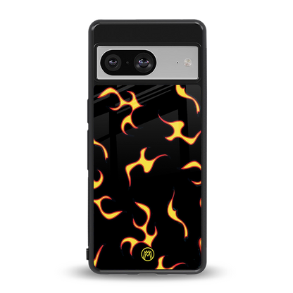 lil flames on black back phone cover | glass case for Google Pixel 8