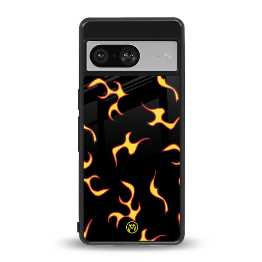 lil flames on black back phone cover | glass case for Google Pixel 8