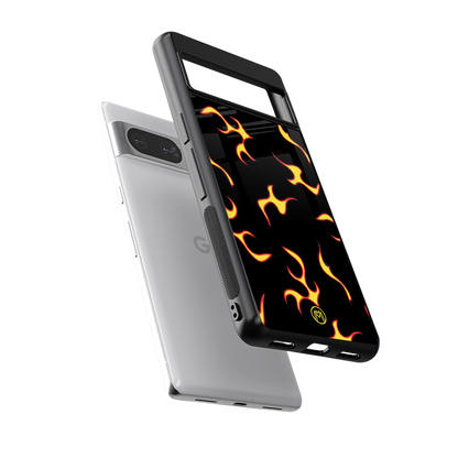 lil flames on black back phone cover | glass case for Google Pixel 8