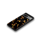 lil flames on black back phone cover | glass case for Google Pixel 8